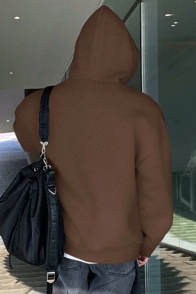 Genius Store Erkek Sweatshirt Kanguru Cepli  İçi Polarlı 3 İplik Kapüşonlu Oversize Sweatshirt KANGURU-SWEATSHIRT - Resim 3