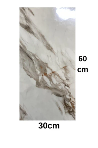 Shiny Royal Marble Mermer Desenli 60x30cm Yapışkanlı Mutfak Banyo Kaplama Duvar Paneli Kağıdı CF-004 - 2