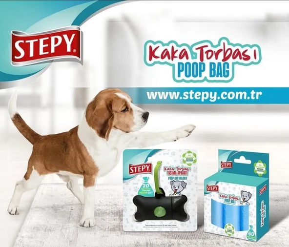 Stepy Tasmalı Köpek Kaka Torbası Taşıma Aparatı ve 90 Lı Yedek Poşet ürün görseli