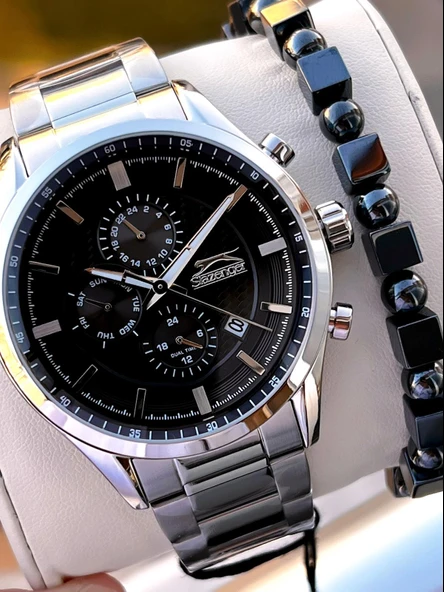 Slazenger Çelik Kordon İç Fonksiyonları Aktif 5 Atm Su Geçirmez Erkek Kol Saati VS.BLKT.0621 ürün görseli