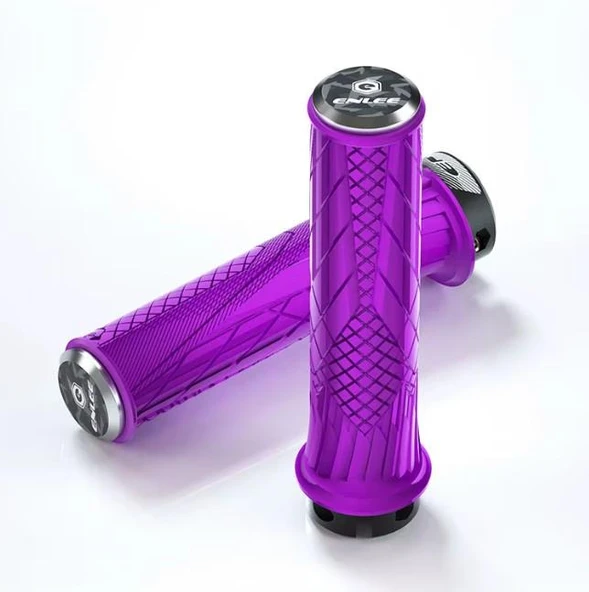 Enlee Mtb Bmx Elcik Silikon Bisiklet Elcik Kaymaz Yapı 140 mm Bisiklet Elciği Kolay Kavrama Gold Mor - Resim 2