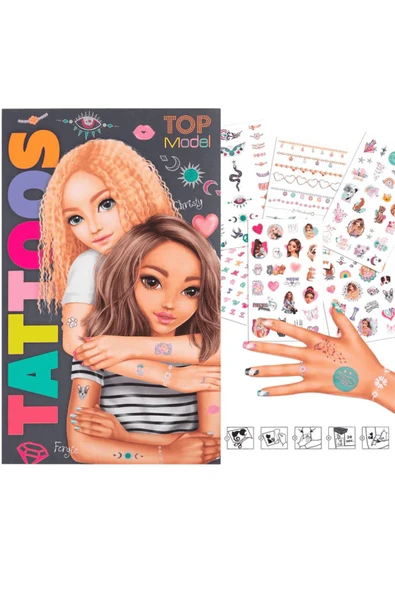 TOP Model Çocuk Geçici Dövme Seti – 4 Sayfa Renkli Su ile Transfer Tattoo Sticker Kit - 6