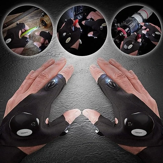 MDB Led Işıklı Eldiven LED Işıklı Tamirci Balıkçı Bisiklet Eldiveni - Resim 2