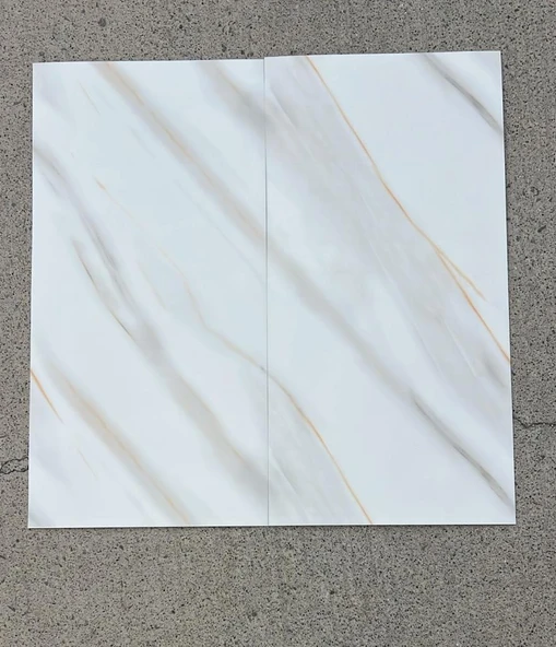 Shiny Beyaz-Toprak Mermer Desenli 60x30cm Yapışkanlı Mutfak Banyo Kaplama Duvar Paneli Kağıdı TX-106 - Resim 4