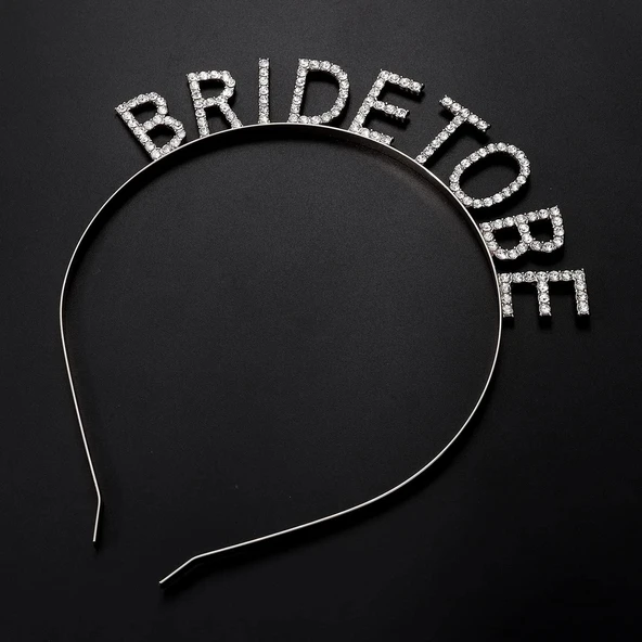 Gümüş Kaplama Kristal Taşlı Bride To Be Gelin Tacı 16x17 cm - Resim 2