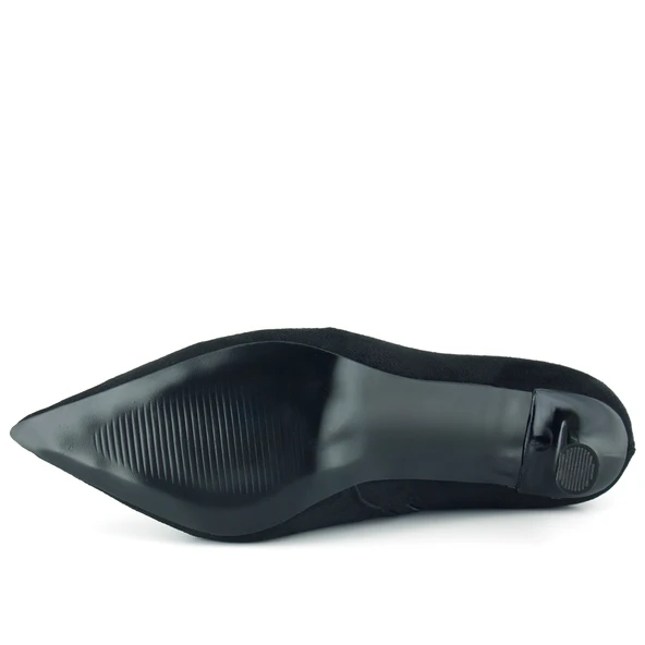 Erkan Saçmacı Kimberly Siyah Süet Streç Sivri Burun Fermuarlı İnce Topuklu Günlük Bot - 9