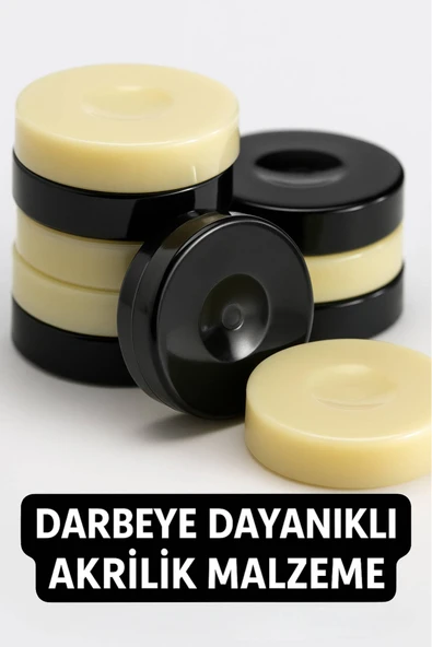 Akrilik Tavla Taşı Seti – 30 Adet Parlak, Dayanıklı ve Standart Ölçü Siyah Beyaz Pul Takımı - 3