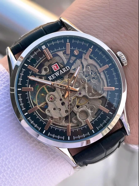 Reward Otomatik Deri Kordon 5 Atm Suya Dayanıklı Erkek Kol Saati VS.BLKT.0619 - Resim 2