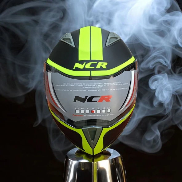 NCR-158 ÇENE AÇILIR GÖZLÜKLÜ E-CE BELGELİ KASK SARI GRAFIK - 1