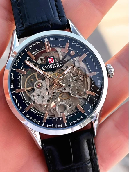 Reward Otomatik Deri Kordon 5 Atm Suya Dayanıklı Erkek Kol Saati VS.BLKT.0619 - Resim 4