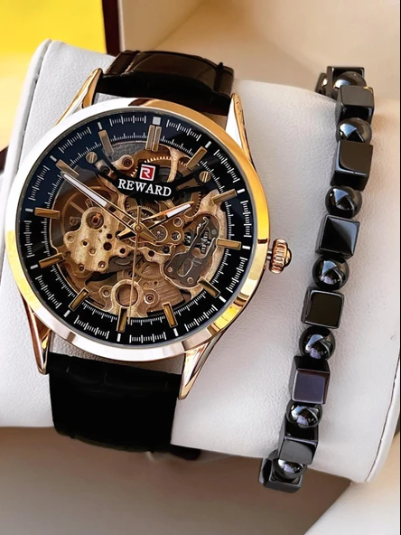 Reward Otomatik Deri Kordon 5 Atm Suya Dayanıklı Erkek Kol Saati VS.BLKT.0618 ürün görseli
