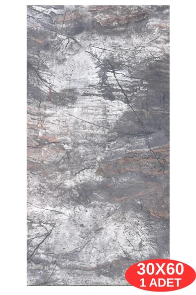 60x30cm Shiny Kaotik Mermer Desenli Yapışkanlı Mutfak Banyo Kaplama Duvar Paneli Kağıdı TX-041 - Resim 4