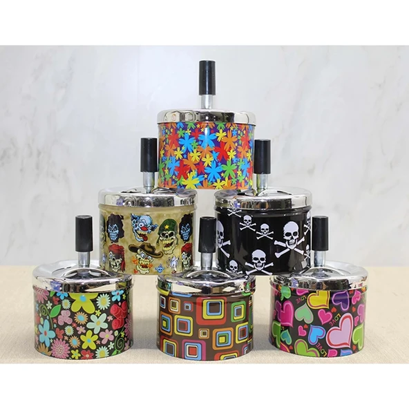 MDB Metal Renkli Basmalı Küllük Yuvarlak ürün görseli 1