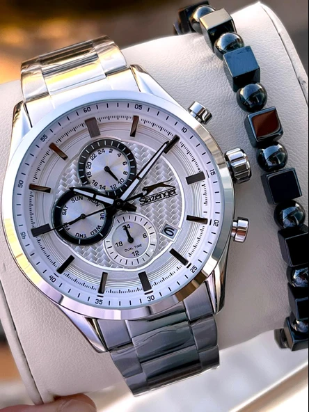 Slazenger Çelik Kordon İç Fonksiyonları Aktif 5 Atm Su Geçirmez Erkek Kol Saati VS.BLKT.0620 ürün görseli