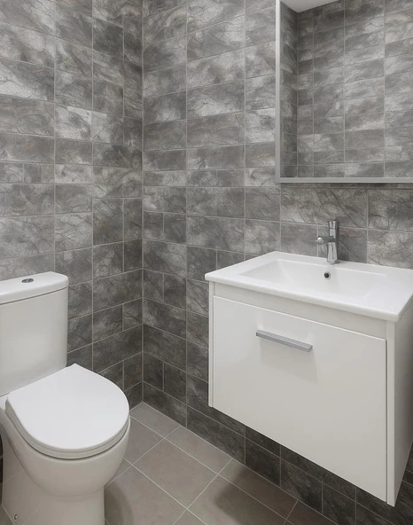 60x30cm Shiny Kaotik Mermer Desenli Yapışkanlı Mutfak Banyo Kaplama Duvar Paneli Kağıdı TX-041 - Resim 3