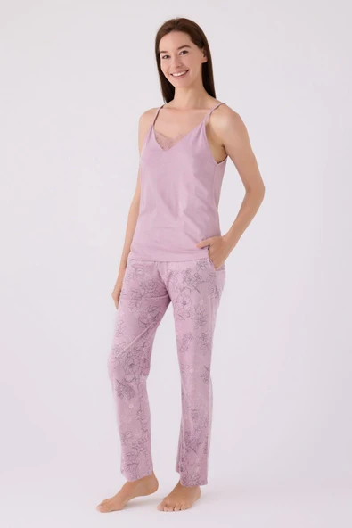 Pierre Cardin Kadın Sabahlıklı Uzun Kol İp Askılı Dantelli 3'lü Pijama Takım - 5