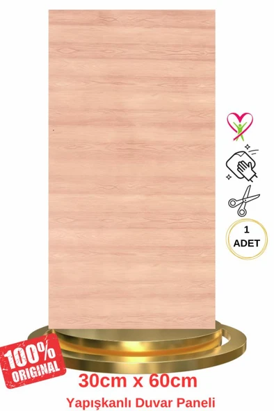 Shiny Açık Kahverengi Ahşap Desen 60x30cm Yapışkanlı Mutfak Banyo Kaplama Duvar Paneli Kağıdı TX-108 ürün görseli