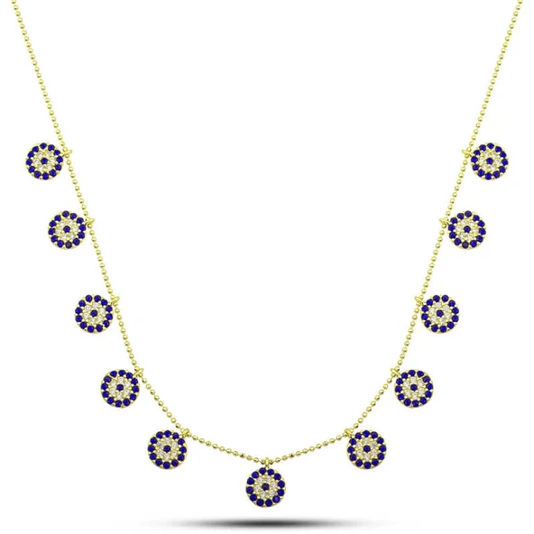 MDB 925 Ayar Gümüş Gold Nazarlı Şans Kadın Kolye ürün görseli 1