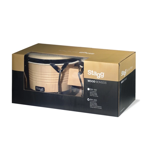 STAGG 7,5'' VE 6,5'' DOĞAL RENKLİ LATİN AHŞAP BONGOLAR BW-200 N - Resim 2