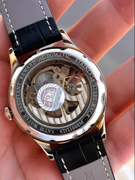 Reward Otomatik Deri Kordon 5 Atm Suya Dayanıklı Erkek Kol Saati VS.BLKT.0618 - Resim 5