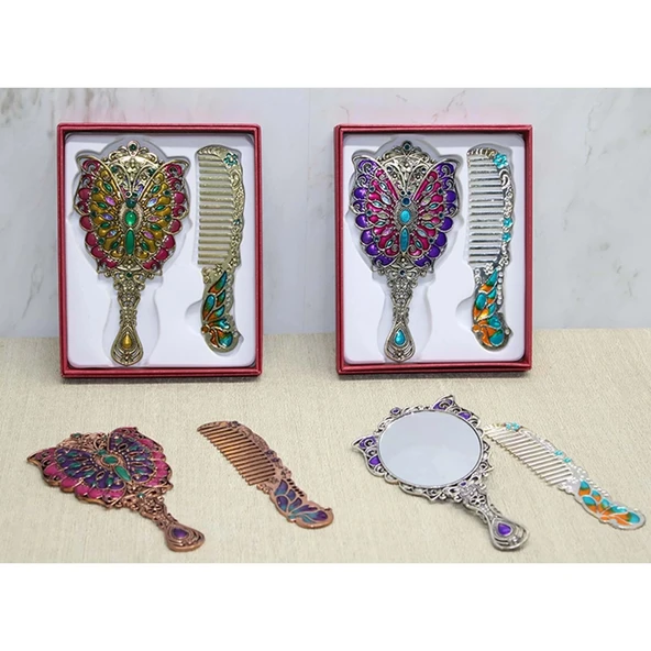 MDB Kelebek Ayna Ve Tarak Seti Küçük Boy ürün görseli 1