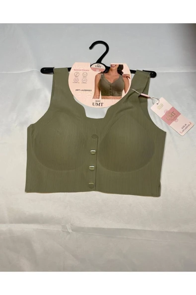 UMT 353 Lazer Önden Çıtçıtlı Dikişsiz Balensiz Pedli Sütyen - Resim 2