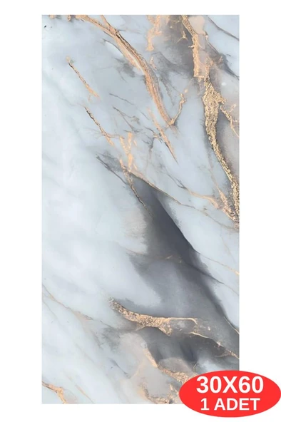 Shiny Mix Color Mermer Desenli 60x30cm Yapışkanlı Mutfak Banyo Kaplama Duvar Paneli Kağıdı TX-092 - Resim 3