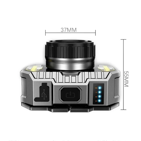 MDB 800 Lümen Şarj Göstergeli Cob LED Usb'li Şarjlı Kafa Lambası
