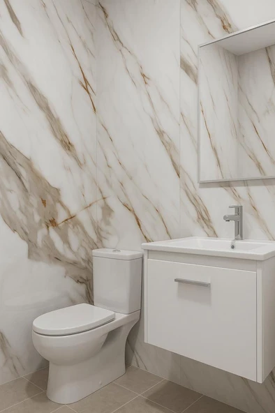 Shiny Royal Marble Mermer Desenli 60x30cm Yapışkanlı Mutfak Banyo Kaplama Duvar Paneli Kağıdı CF-004 - 4