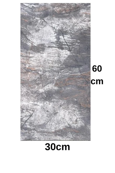 60x30cm Shiny Kaotik Mermer Desenli Yapışkanlı Mutfak Banyo Kaplama Duvar Paneli Kağıdı TX-041 - Resim 2