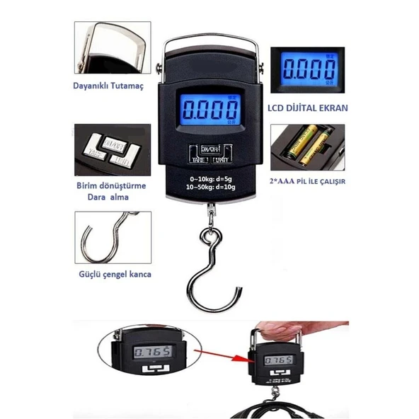 Elektronik Dijital El Kantarı 50 Kg Terazi Tartı 10 Gr Hassasiyet ürün görseli 1