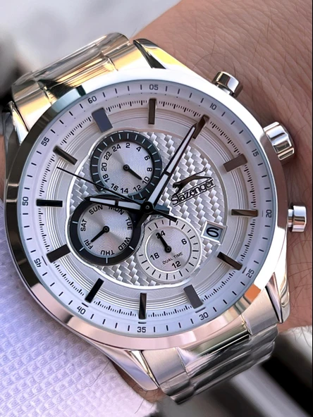 Slazenger Çelik Kordon İç Fonksiyonları Aktif 5 Atm Su Geçirmez Erkek Kol Saati VS.BLKT.0620 - Resim 2