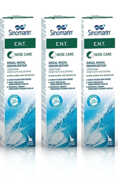 Sinomarin E.N.T. Deniz Suyu Burun Spreyi 200 Ml 3'Lü PAKET (SKT:03/2026)