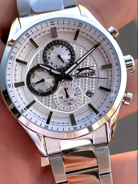 Slazenger Çelik Kordon İç Fonksiyonları Aktif 5 Atm Su Geçirmez Erkek Kol Saati VS.BLKT.0620 - Resim 4