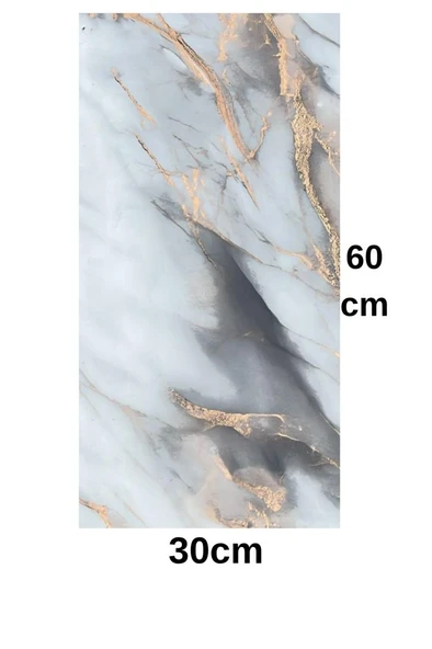 Shiny Mix Color Mermer Desenli 60x30cm Yapışkanlı Mutfak Banyo Kaplama Duvar Paneli Kağıdı TX-092 - Resim 2