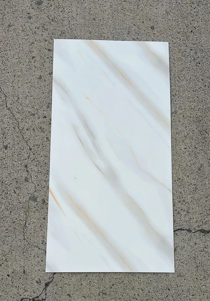 Shiny Beyaz-Toprak Mermer Desenli 60x30cm Yapışkanlı Mutfak Banyo Kaplama Duvar Paneli Kağıdı TX-106 - Resim 5