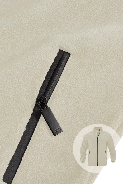 Genıus Store Erkek Polar Bato Yaka Tam Fermuarlı Cepli Polar BATO-POLAR - Resim 4