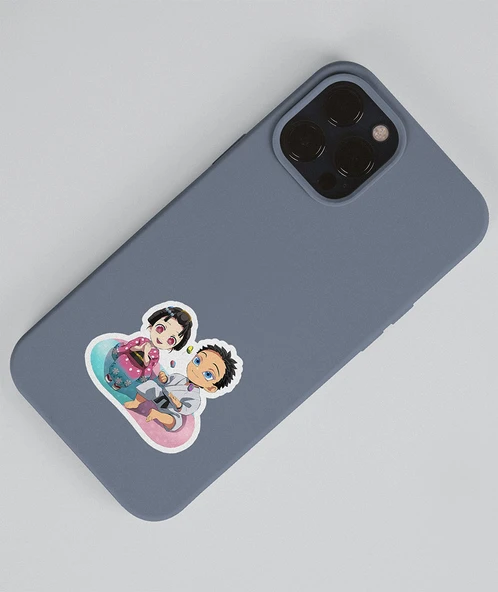 Akaza-Demon Slayer Hakuji-Koyuki -parlak kağıt 2 Li Set Anime Sticker Çıkartma-kimetsu no yaiba - Resim 4