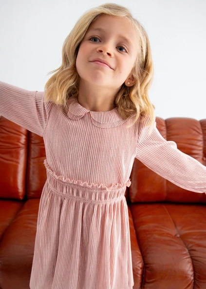 Mayoral Abel&Lula Kız Çocuk Uzun Kol Pileli Şık Elbise - 5