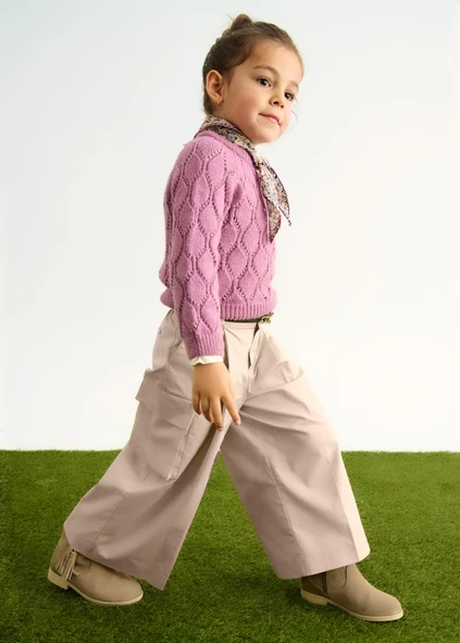 Mayoral Abel&Lula Kız Çocuk Kemerli Geniş Paça Pantolon - Resim 5