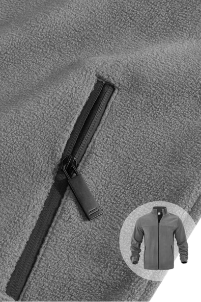 Genıus Store Erkek Polar Bato Yaka Tam Fermuarlı Cepli Polar BATO-POLAR - Resim 8