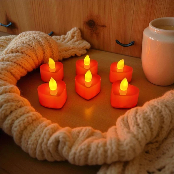 Led Plastik Kalp Mum 6 'lı - Resim 2