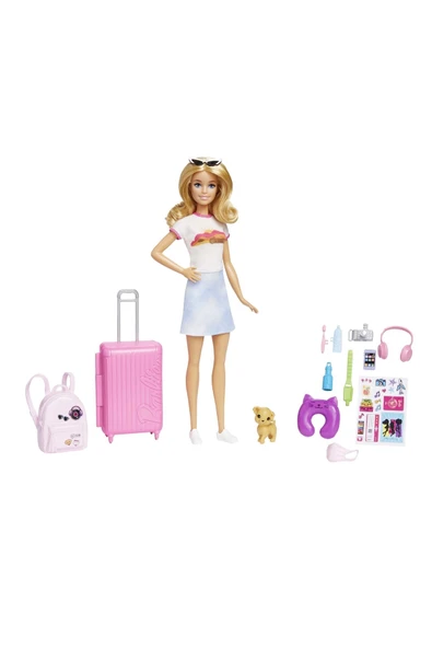 Barbie Seyahatte Bebeği ve Aksesuarları