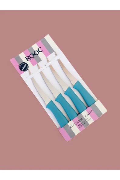 4'lü Lazer Kesim Tırtıklı Meyve Sebze Bıçak Seti & Turkuaz ürün görseli