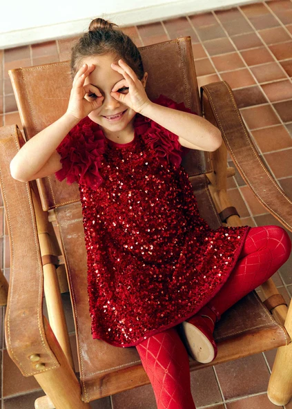 Mayoral Abel&Lula Kız Çocuk Pullu Şık Elbise - Resim 5