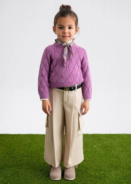 Mayoral Abel&Lula Kız Çocuk Kemerli Geniş Paça Pantolon ürün görseli