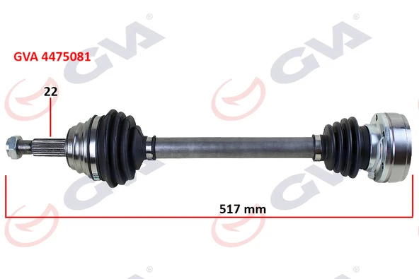 GVA 4475081 KOMPLE AKS SOL POLO 1.6 94-99 517mm 6N0407271X-6N0407271 ürün görseli 1