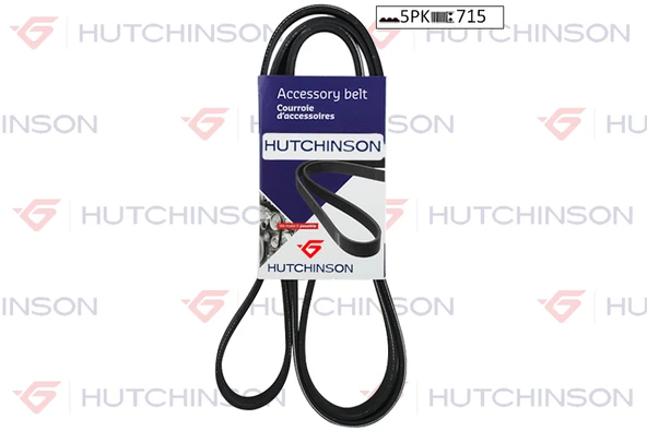 HUTCHINSON 5PK715 715 K 5 KANALLI KAYIŞ PEUGEOT CITROEN PARTNER BERL 106 SAXO 1.1 1.4 1.6 8V 96 > BX 1.8D 8V 84-94 5750.77-5750.D2-5750.D3 ürün görseli 1