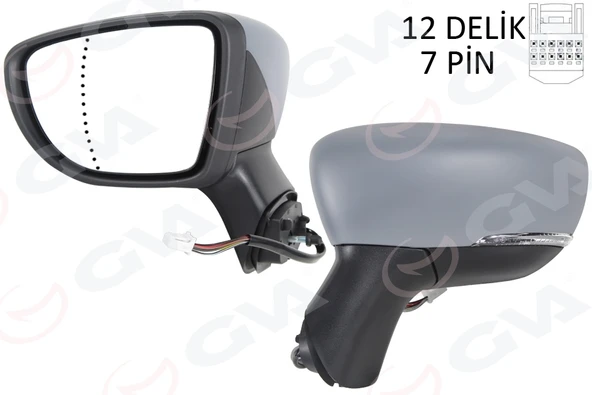 GVA 1014821 DIŞ DİKİZ AYNASI SOL ELETRİKLİ ISITMALI SİNYALLİ ASTARLI ASFERİK CAPTUR 17- 963028590R ürün görseli 1