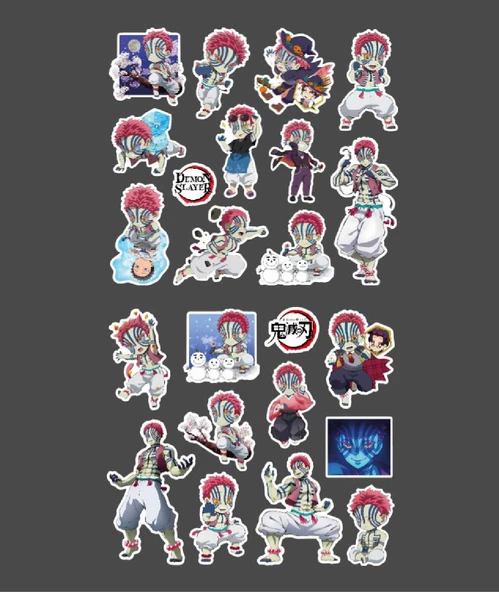 Kimetsu no yaiba-Demon Slayer Akaza -parlak kağıt 2 Li Set Anime Sticker Çıkartma - Resim 4